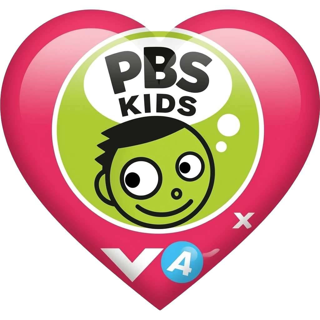 Gold hear Dot from pbs kids mascote emoji