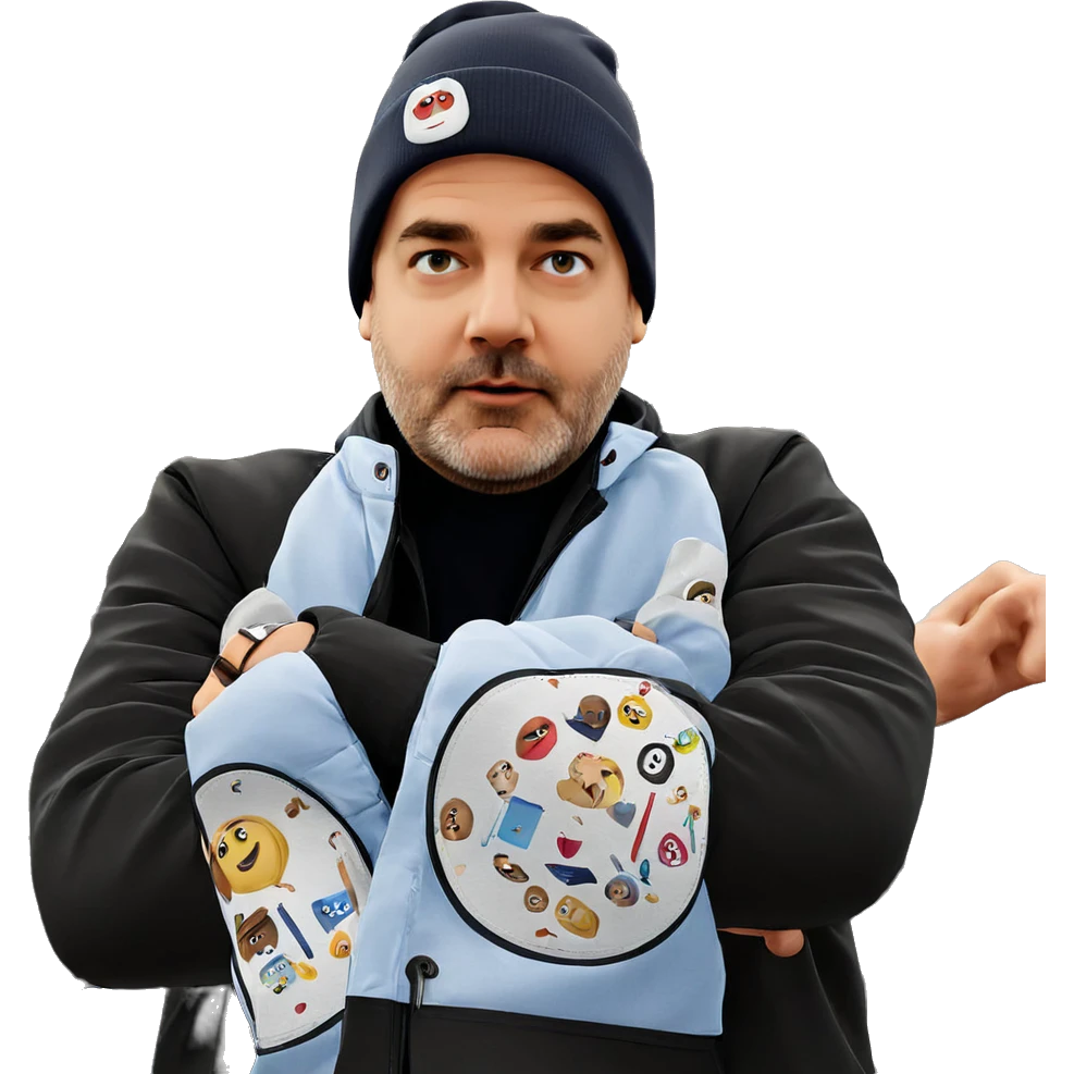 boy in jacket with hat emoji