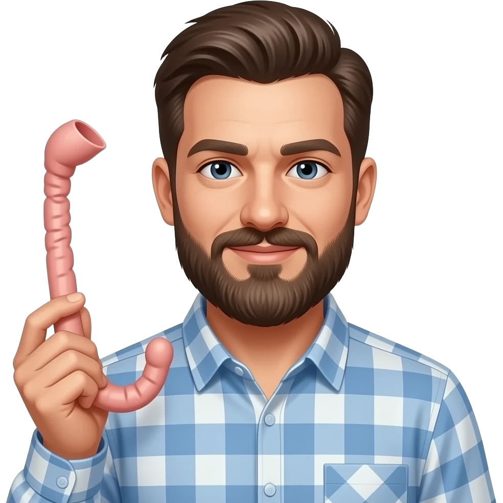 Bearded man holding  veiny penis dildo emoji