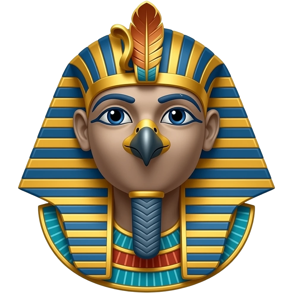 egyptian god horus with falcon head and falcon face, feather crown and headdress emoji