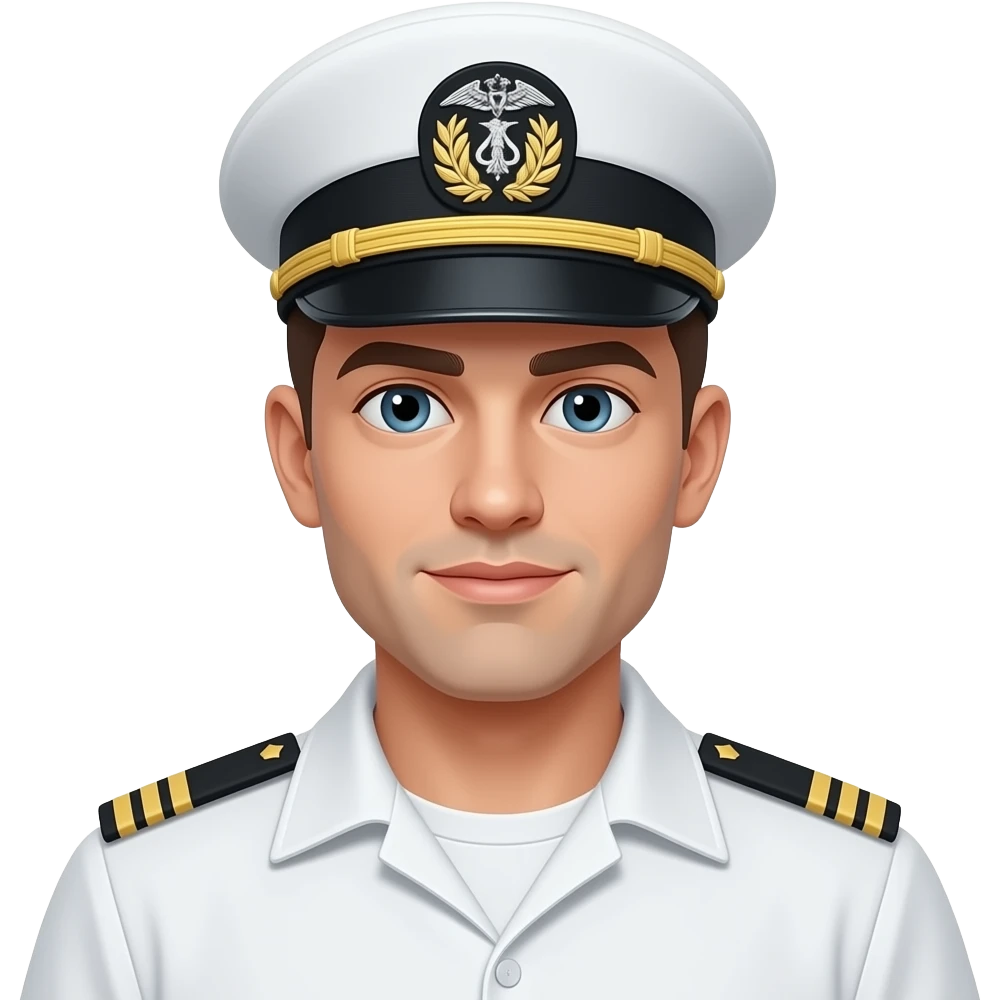 seaman wearing pershing cap and white uniform emoji