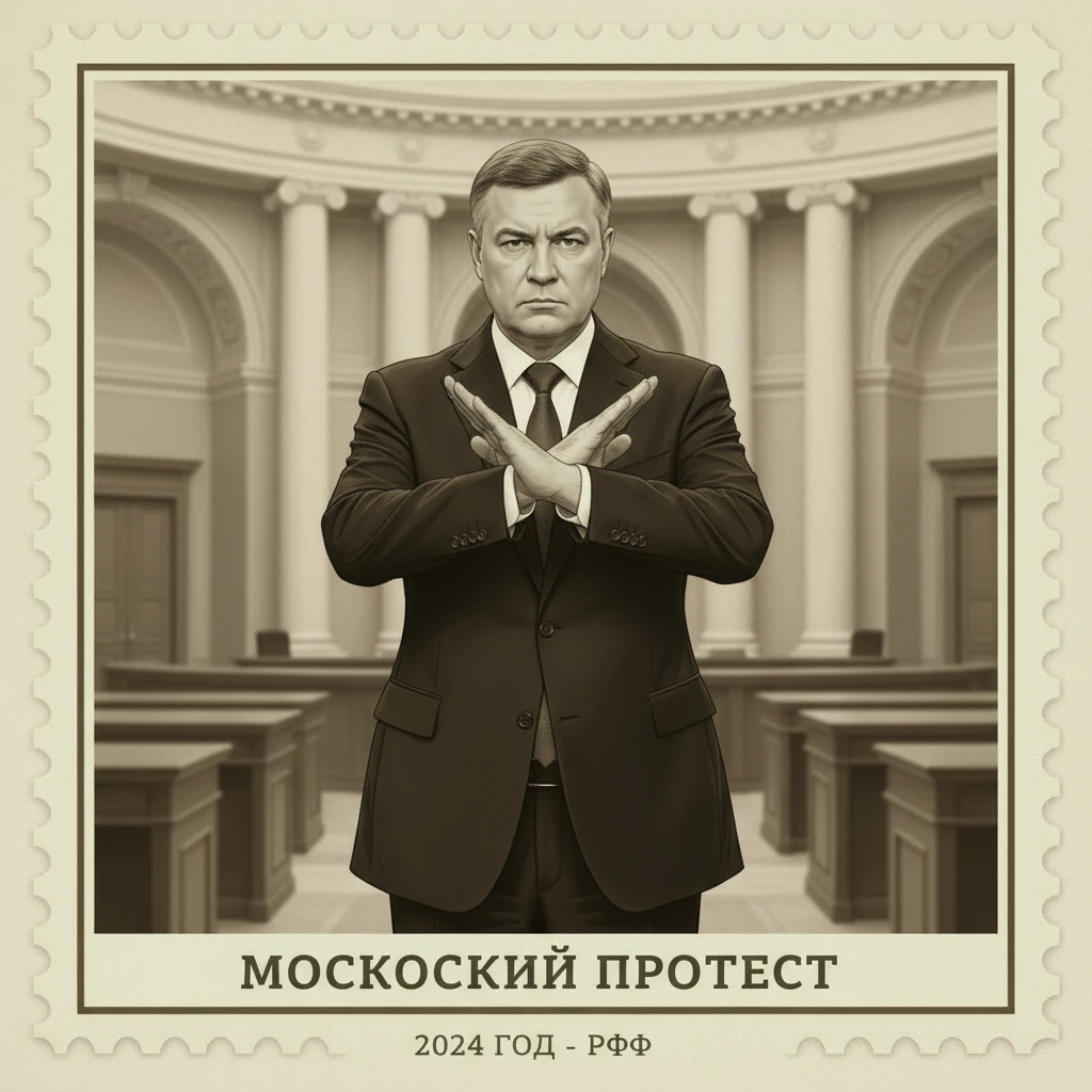 Сергей Собянин в костюме делает крест руками, как бы отменяет, не соглашается

Стилизуй изображение под марку как на фото emoji