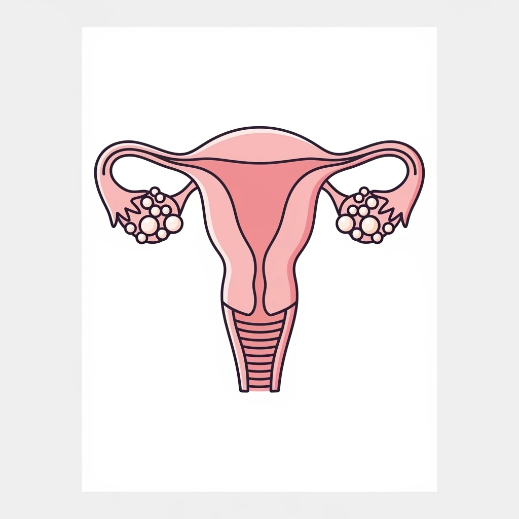 modern icon of stylized uterus with polycystic ovaries, light colors and clean lines, recognizable PCOS symbol, vertical 2:3 aspect ratio, no background emoji