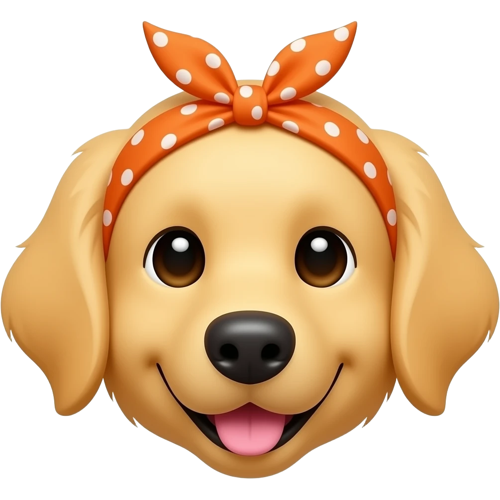 golden retreiver face with a cute orange bandana emoji