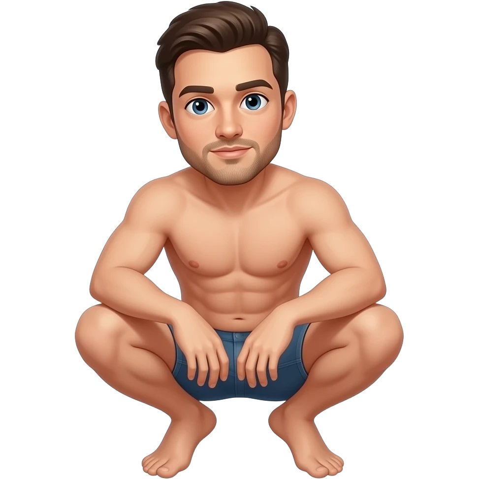 Naked guy, crouching emoji