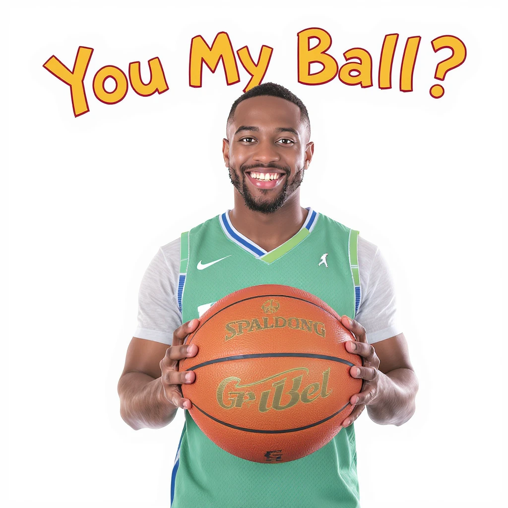Happy Smiling
Holding a basket ball 
Add The Word You My Ball?! emoji