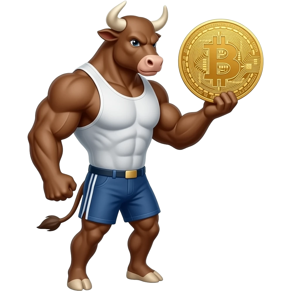 create a strong male bull side profile facing right (to indicate bitoin bull market) emoji