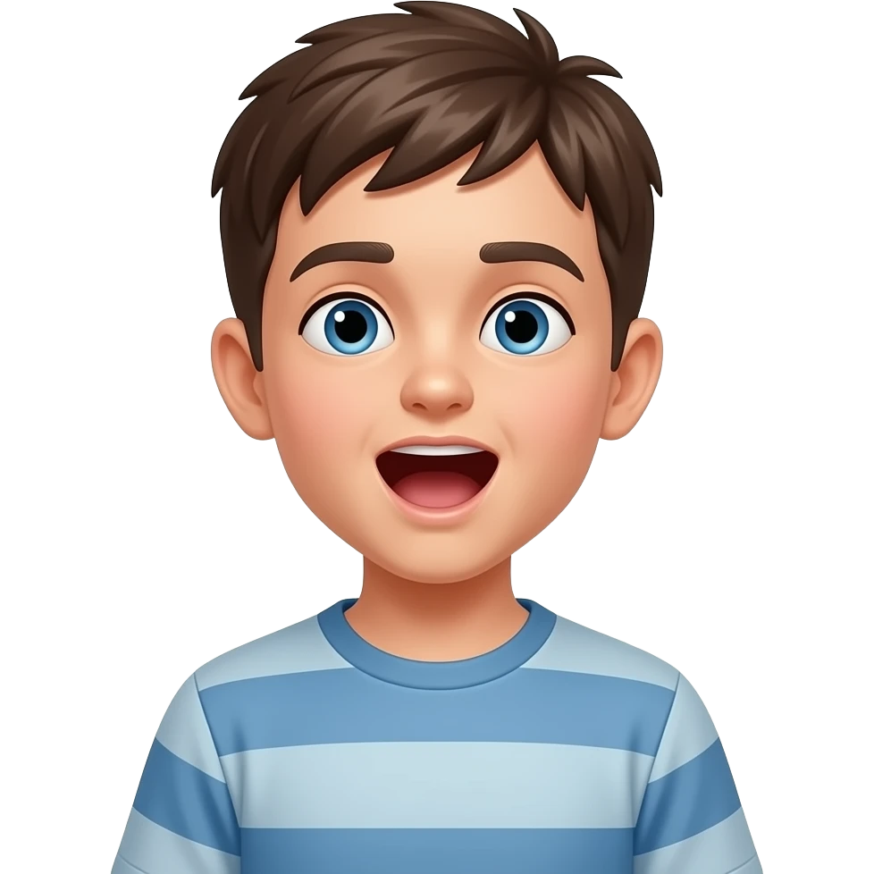 a boy standing up yawing emoji