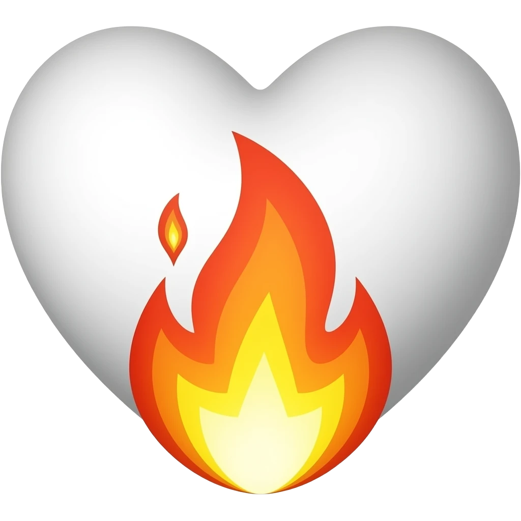 Corazón blanco con fuego emoji