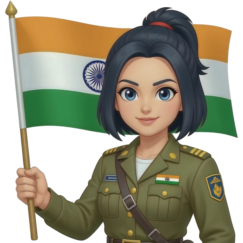 Brianne de chateau from dragon Ball super are female military general has hoisted the Indian flag in Siachen glacier emoji
