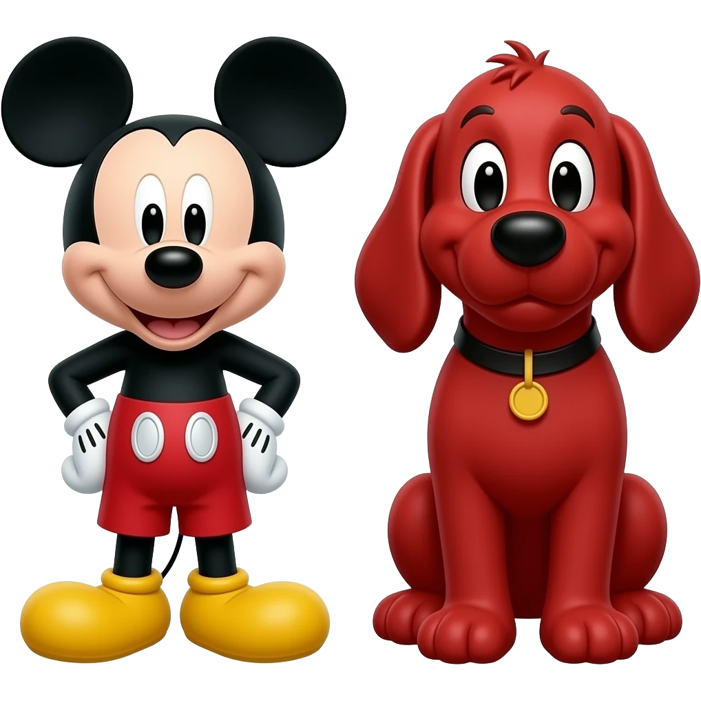 Mickey Mouse Full-body and Clifford the Big Red Dog with Black Collar emoji