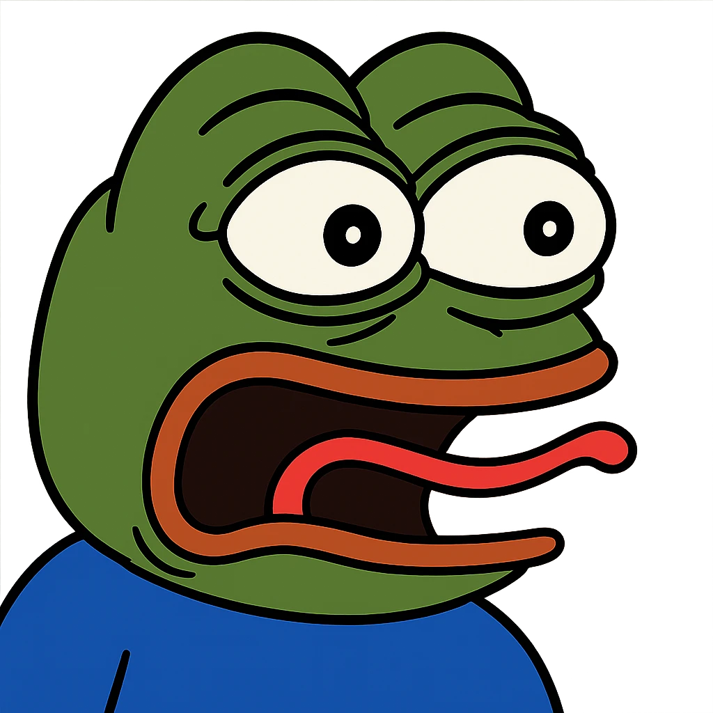 pepe the frog with a shocked expression emoji
