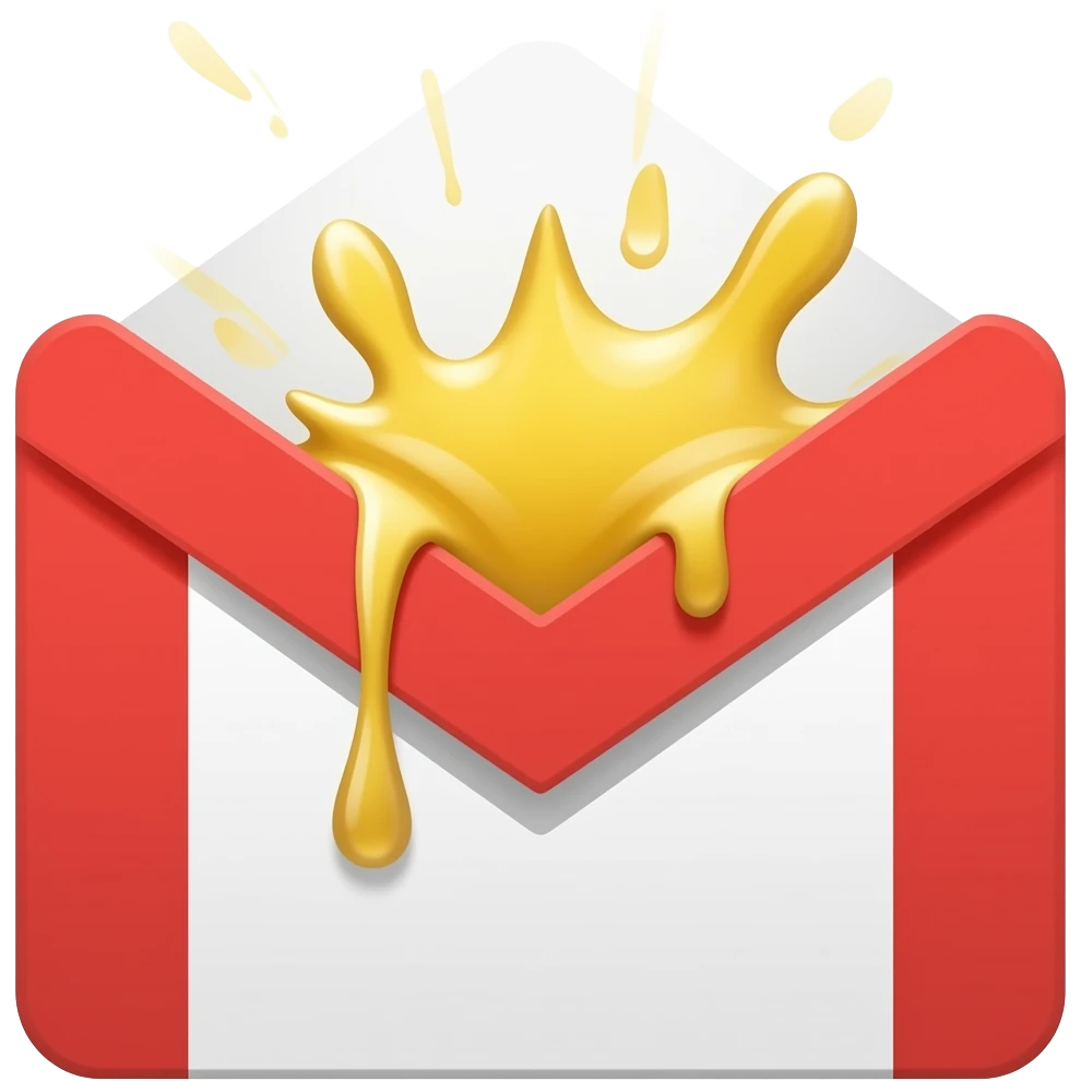 the gimail symbol expolding when a beacher is poured onto it emoji