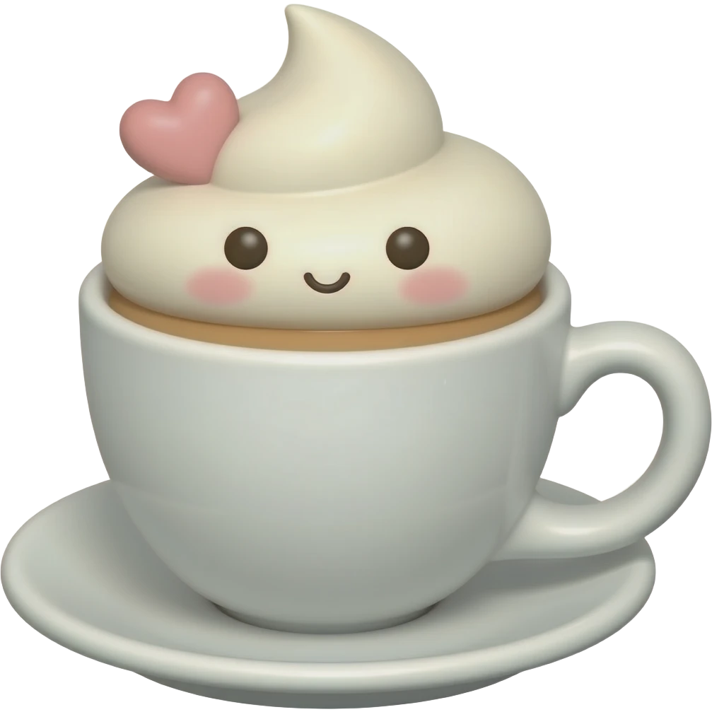 Hot coffee cup in a Barbie-inspired pastel style with a cute topper, designed in soft shades emoji