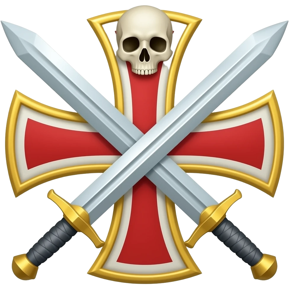 Templar cross with swords in middle and Skull emoji