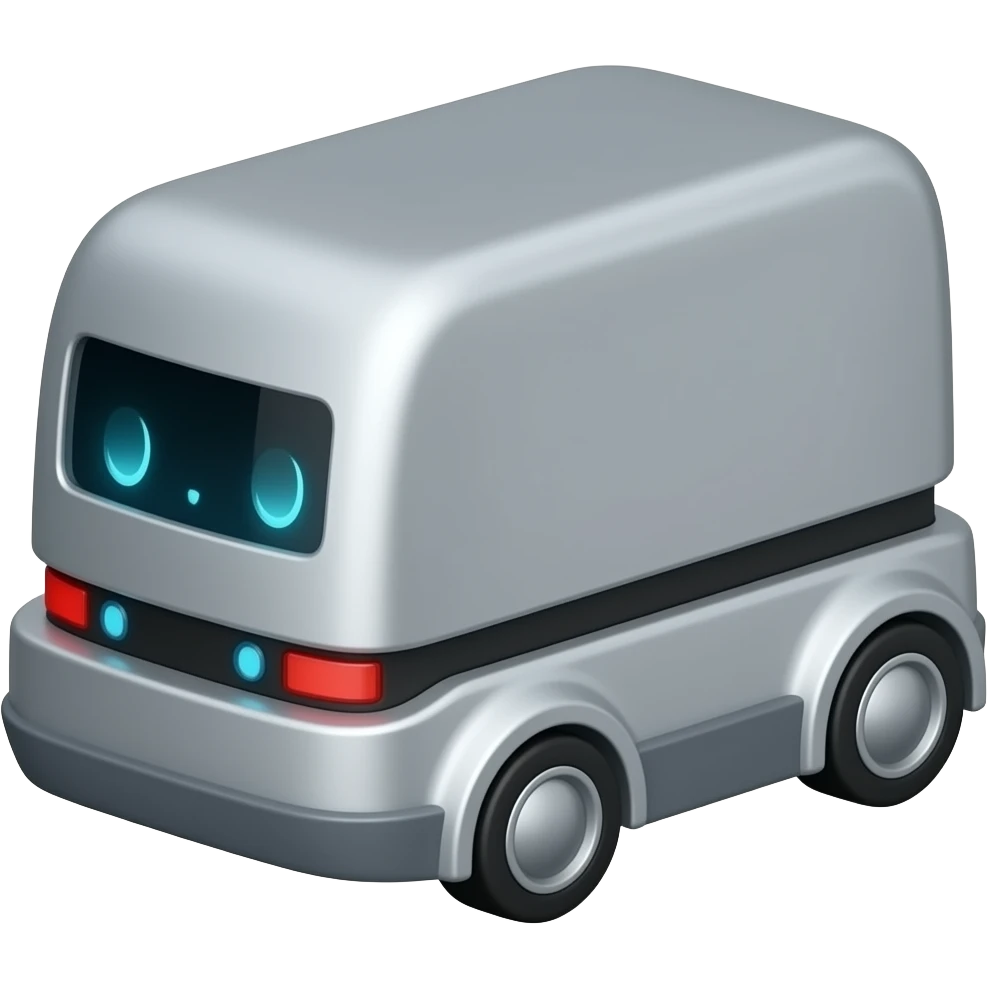 Metalic rectangle Delivery robot emoji