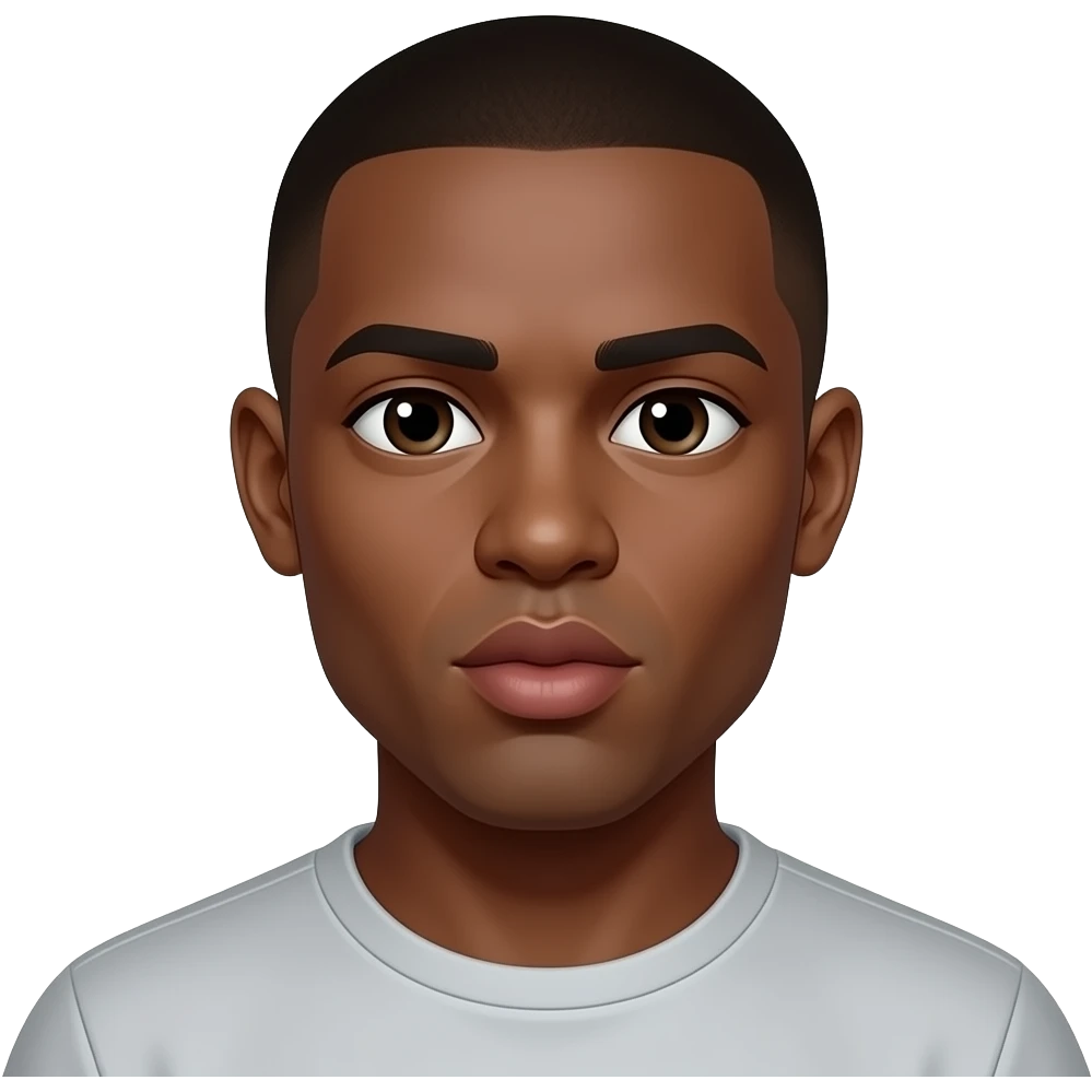 Black man with shaved head blowing kisses emoji