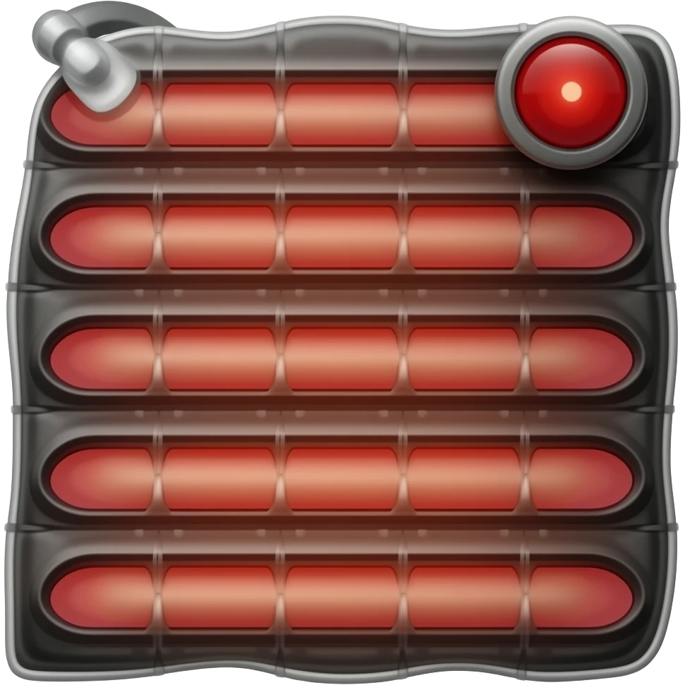 black sauna blanket with red  horizontal heating pads emoji