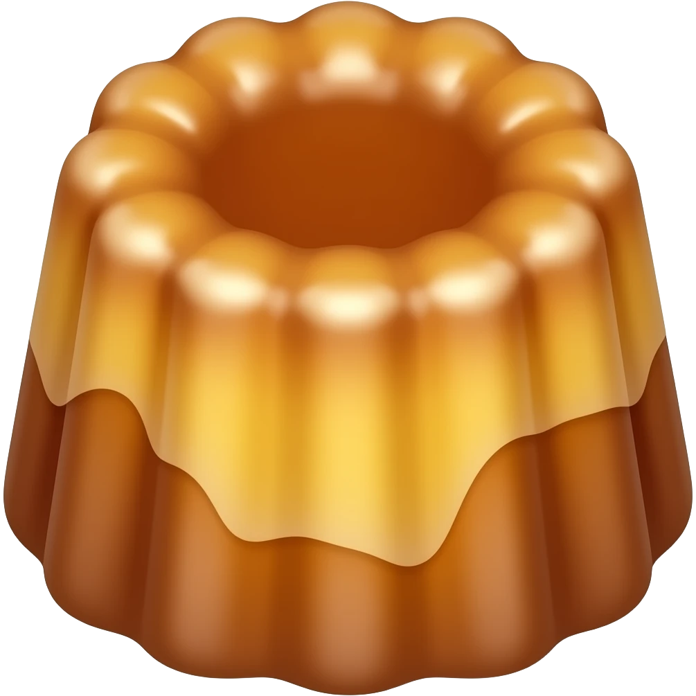 cute mini butter cake dessert emoji, small dome shaped cakes with vertical ridges and glossy caramelized butter surface, deep golden brown color, kawaii dessert style, simple emoji design, thick outline, sticker style, transparent background emoji
