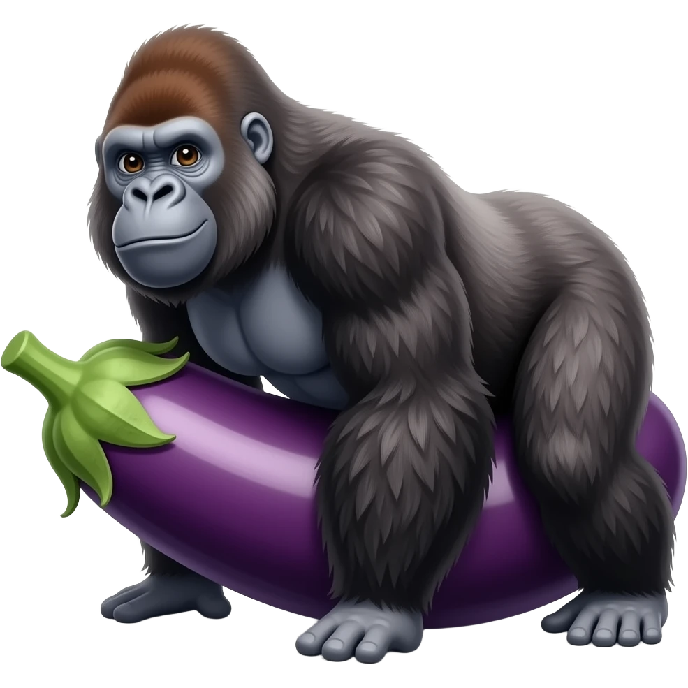 GORILA WITH BIG BUTT RIDING EGGPLANT emoji