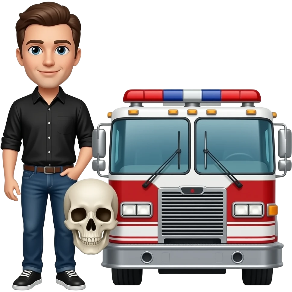 Đầu lâu và xe bốc lửa cho người mặc áo đen vào emoji