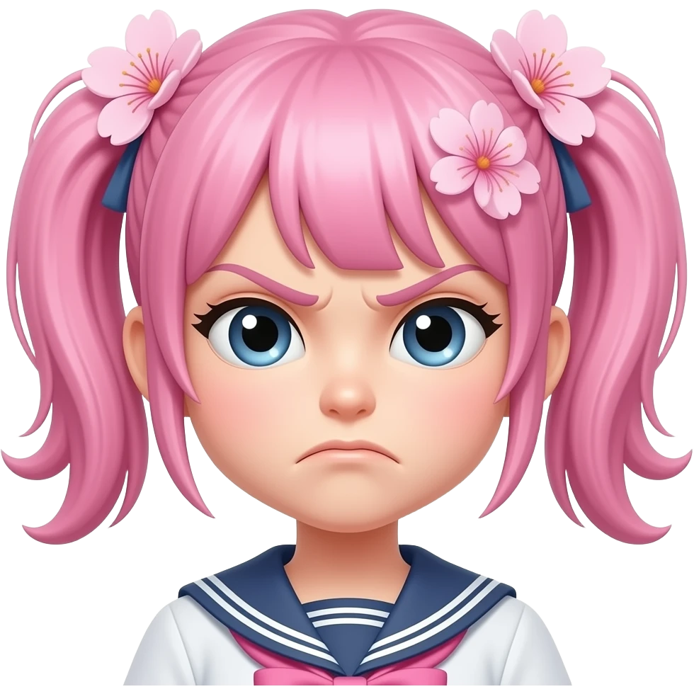 pink haired cherry blossom girl grimacing emoji