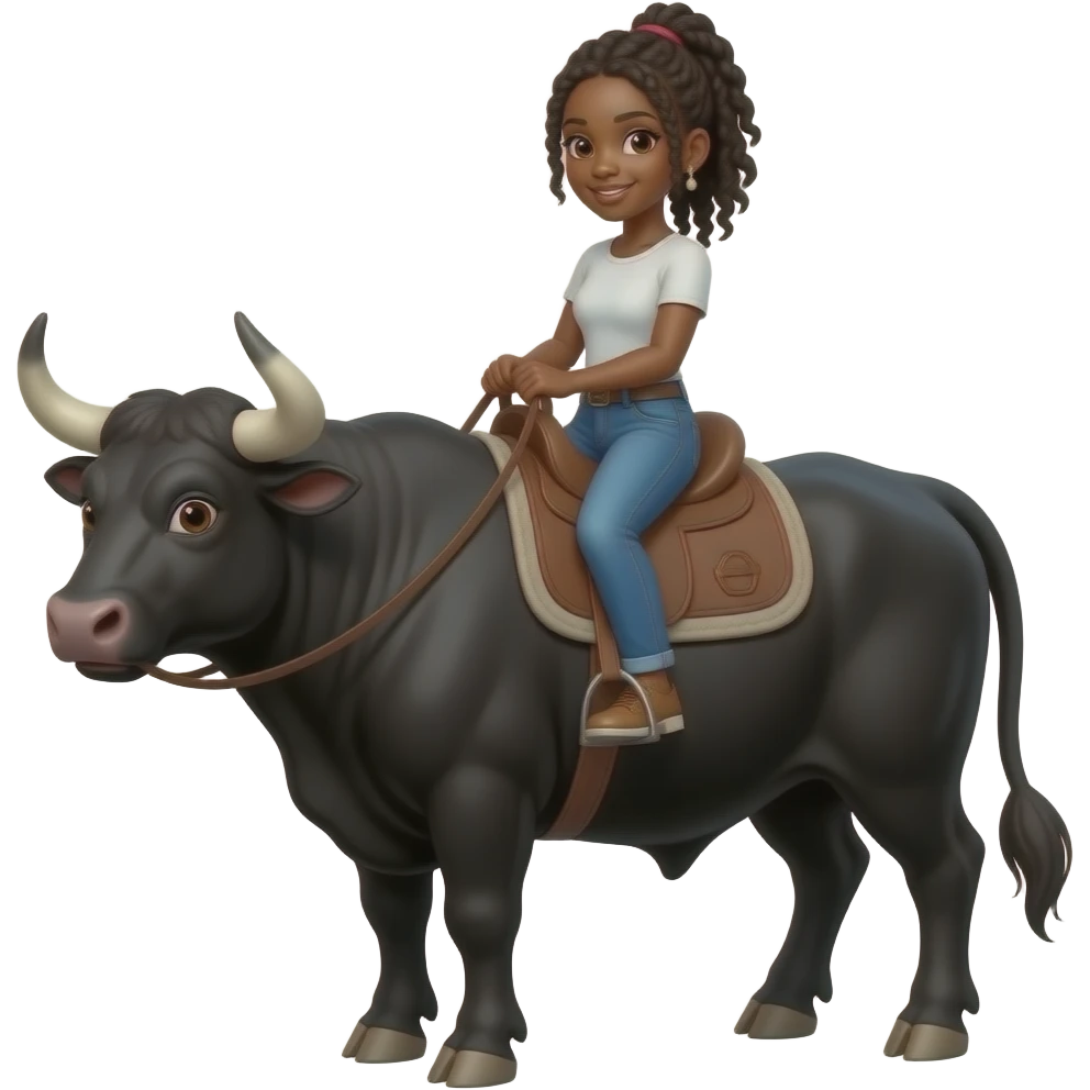 Black girl riding bull emoji