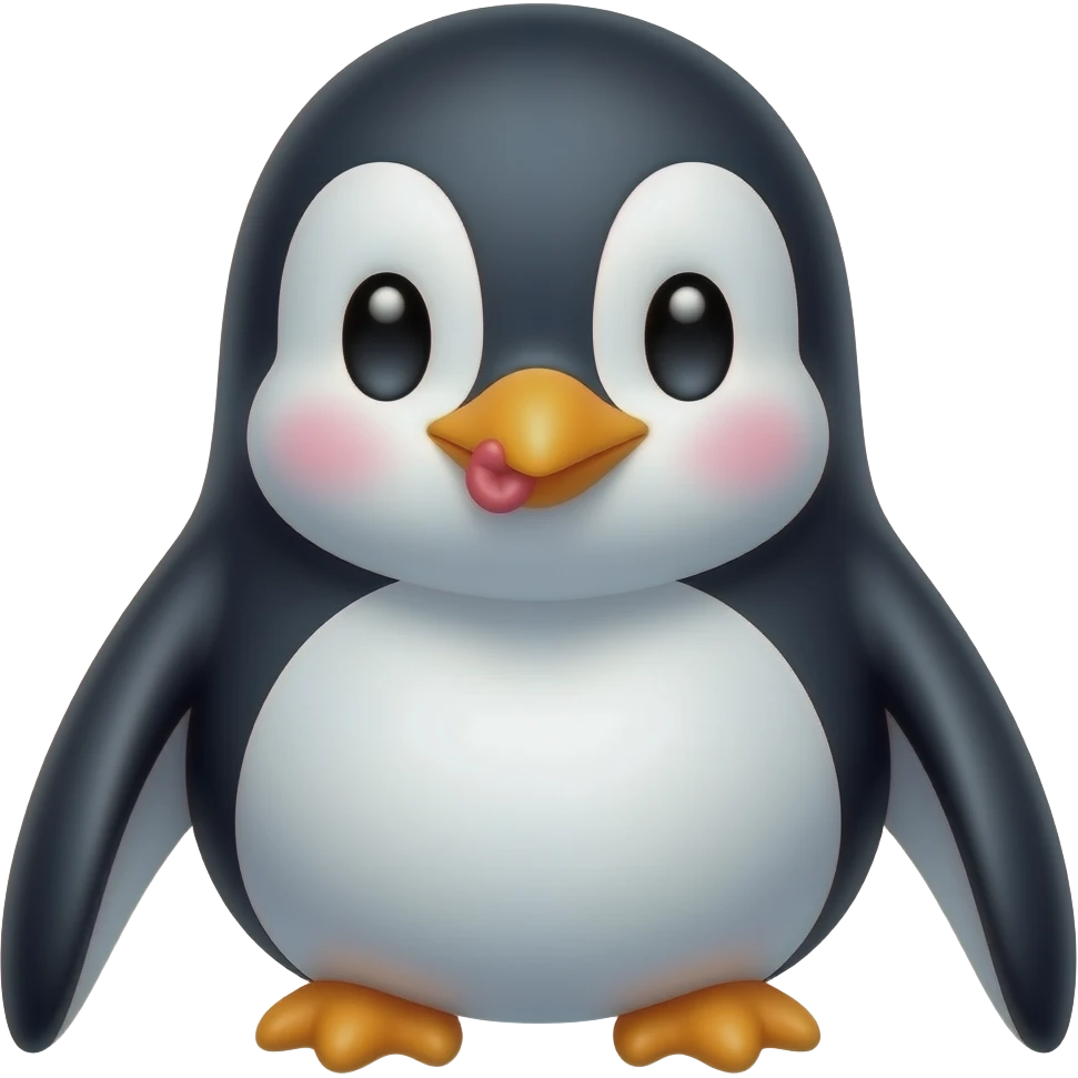 cute Penguin giving kiss with his lips emoji