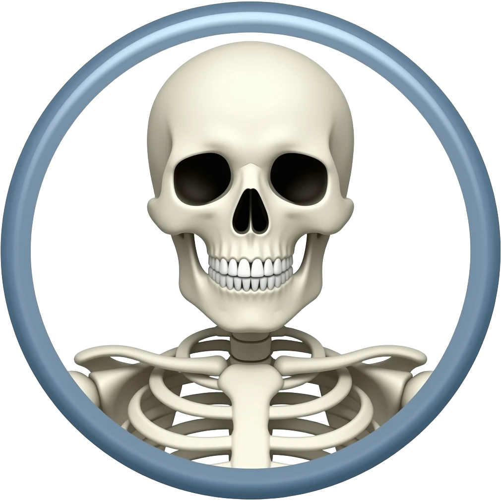 One skeleton head and shoulder with a plain circle stripe symbol over it emoji
