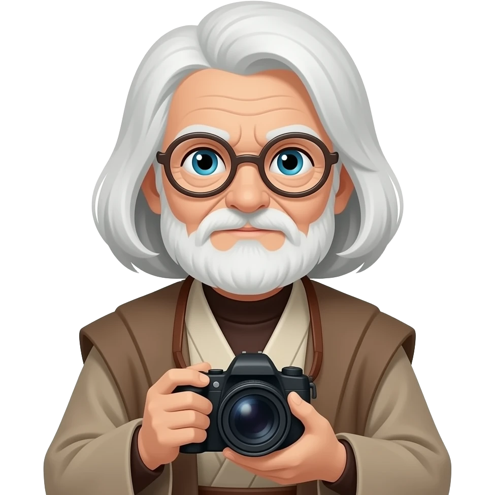 maitre jedi femme agée avec appareil photo portrait emoji