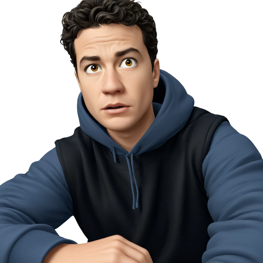 boy in hoodie staring ahead emoji