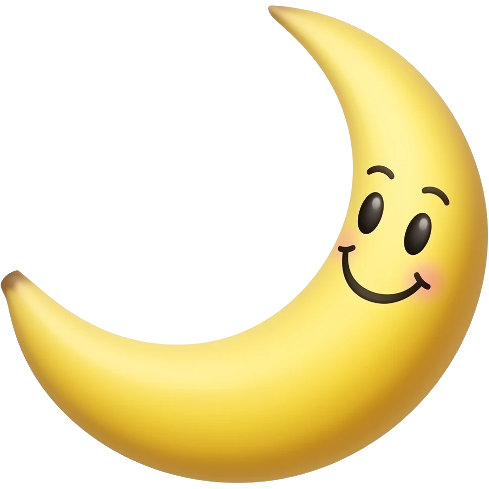 The emoji depicts a smiling moon as a banana, the crescent moon is a banana. emoji