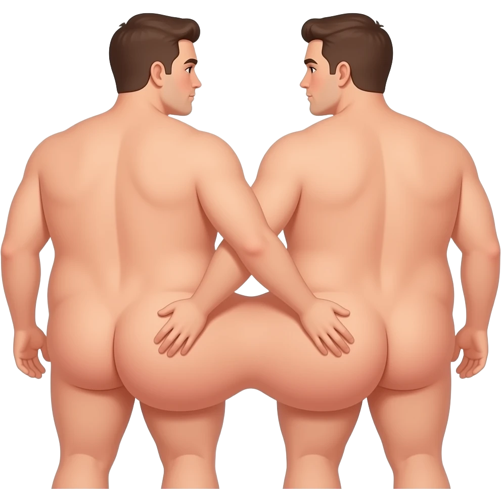 Two naked men rubbing their. big butts emoji
