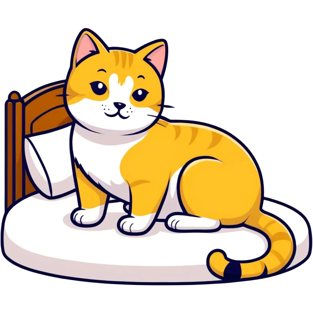 Golden cat on bed emoji