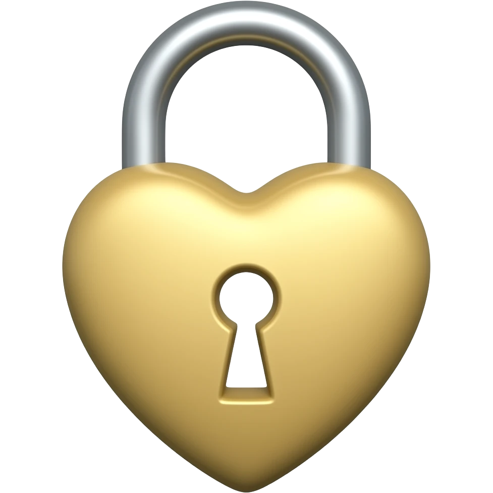 beige heart lock open emoji