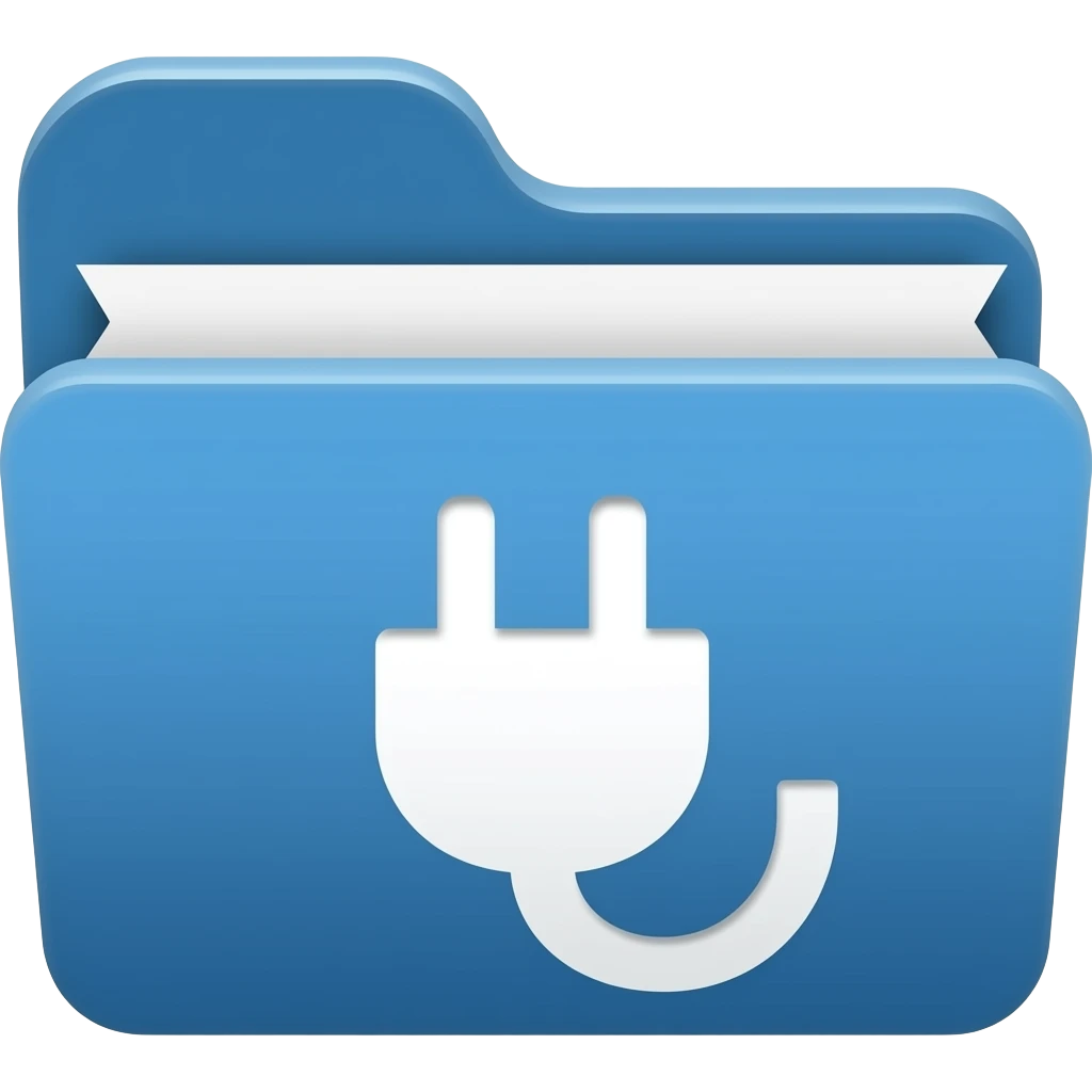 Plugins: Blue folder with a power plug icon. emoji