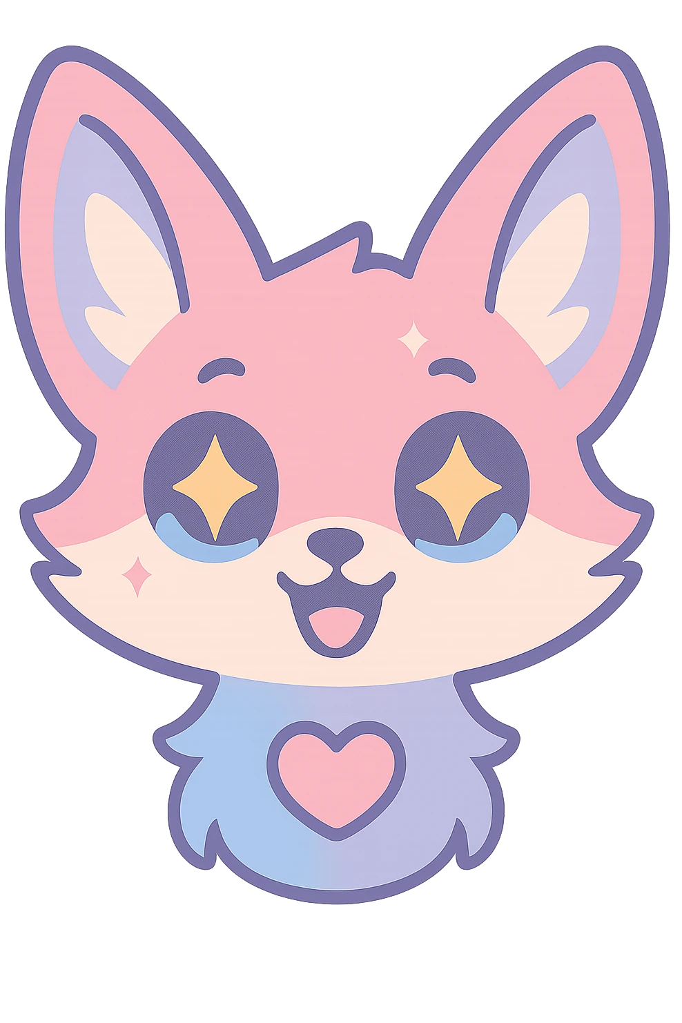 Transformer cette illustration de fennec magique kawaii en emoji expressif, style kawaii, fond transparent, garder les couleurs pastel et les accents féeriques. emoji