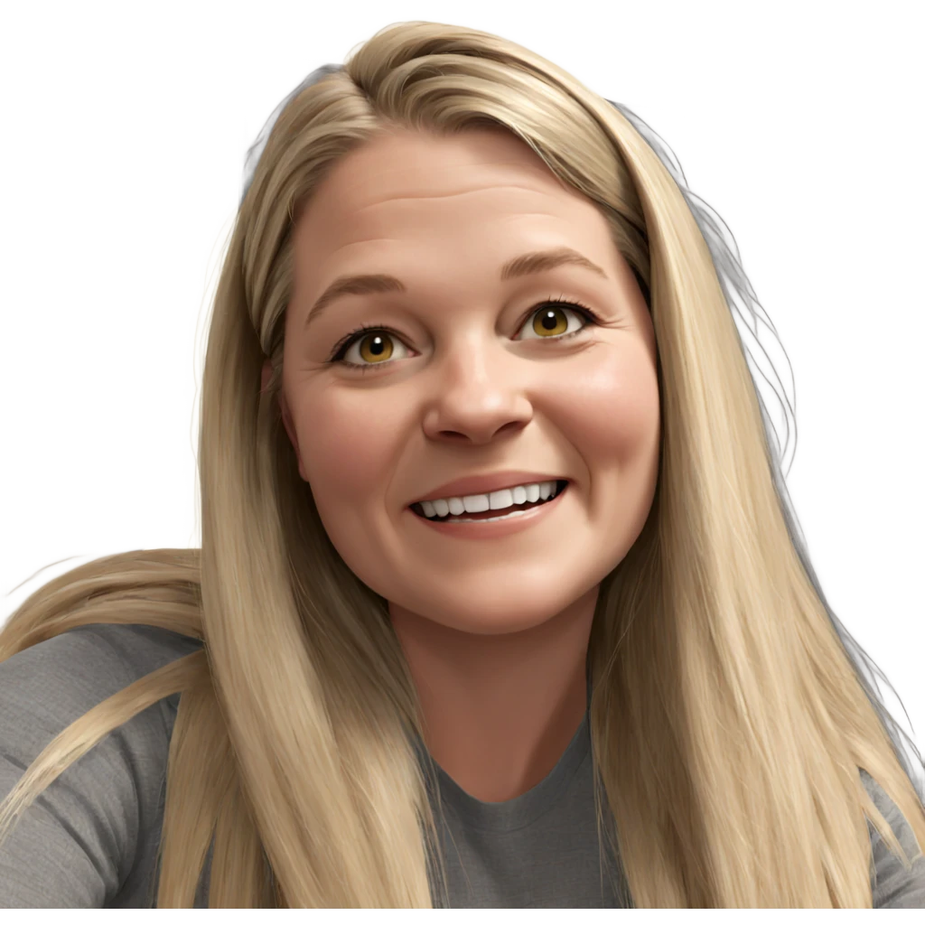 smiling blonde portrait with long hair emoji