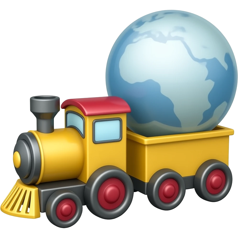 ball is behind the toy train emoji