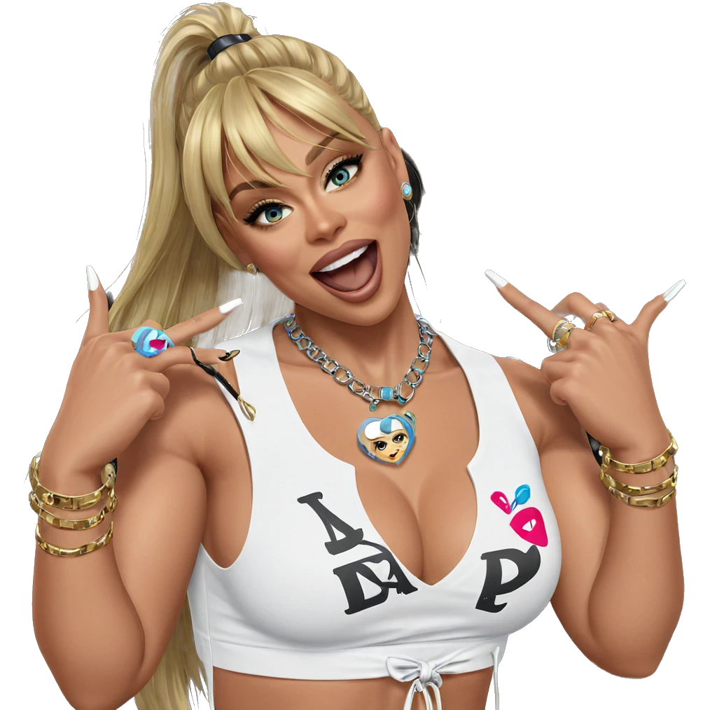 blonde girl with accessories emoji