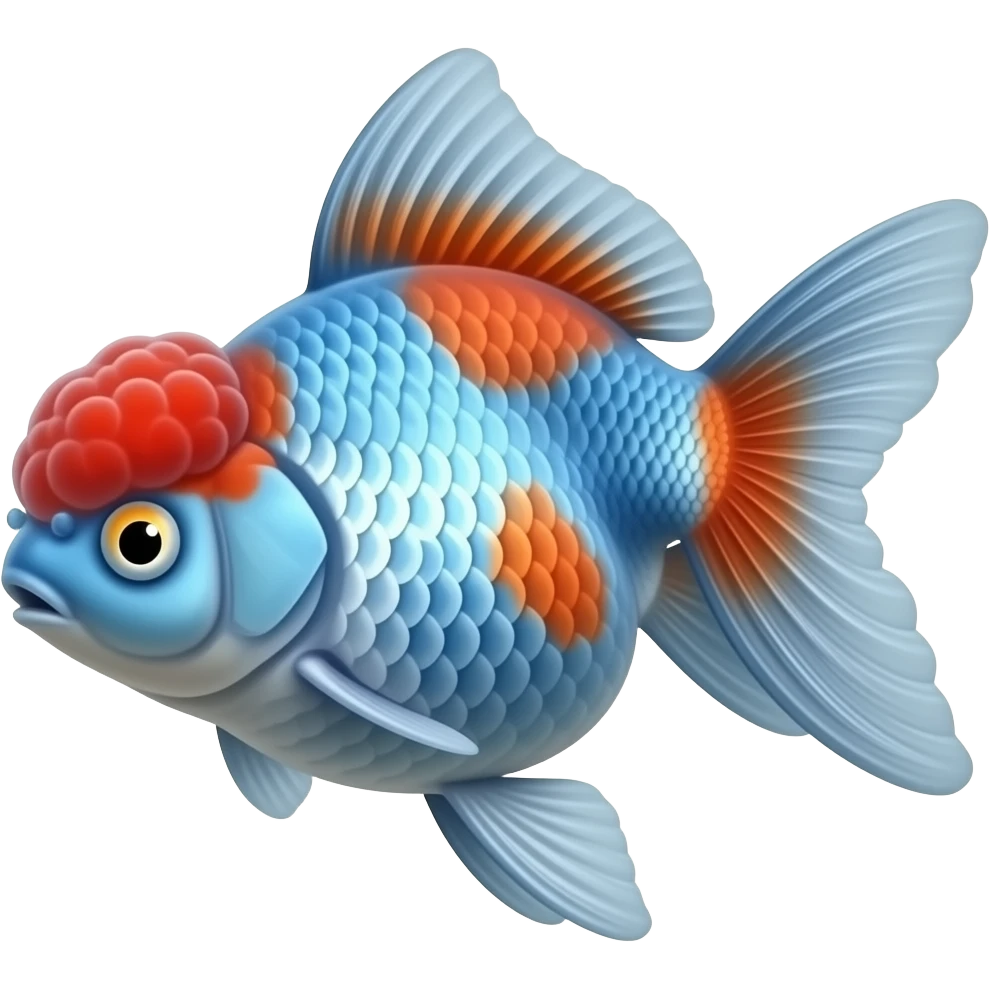 Shubunkin goldfish blue with red and black spots emoji