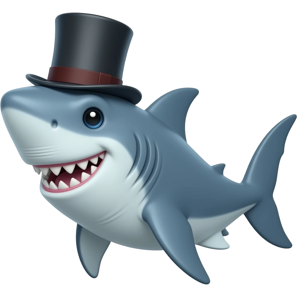 Shark with a top hat emoji