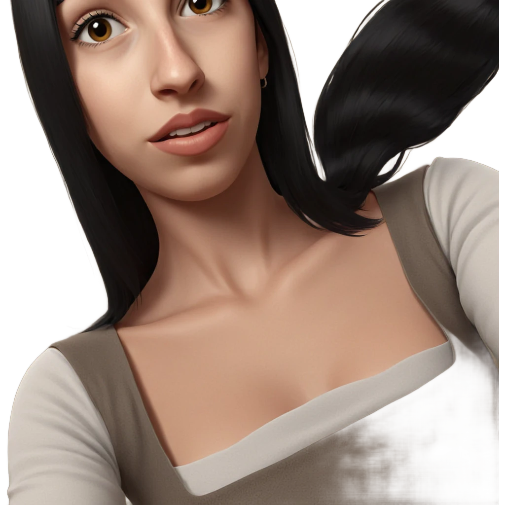 realistic portrait of black-haired girl emoji
