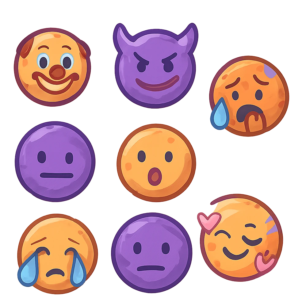 Purple and orange planet emoji