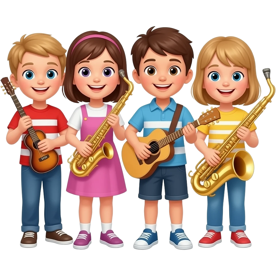 Children holding musical instruments emoji