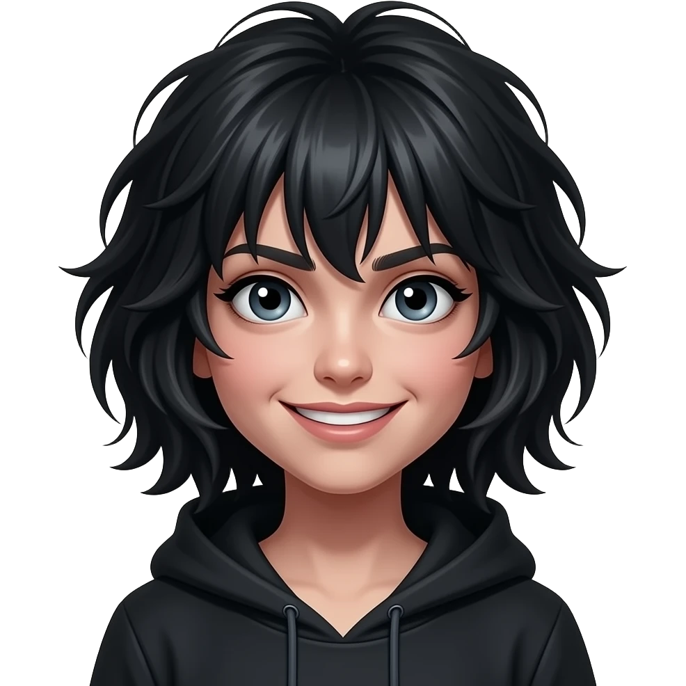 A beautiful girl with an intense, unstable expression, messy hair, wide eyes, eerie smile, slightly unhinged vibe, dramatic lighting, dark aesthetic, anime style. emoji