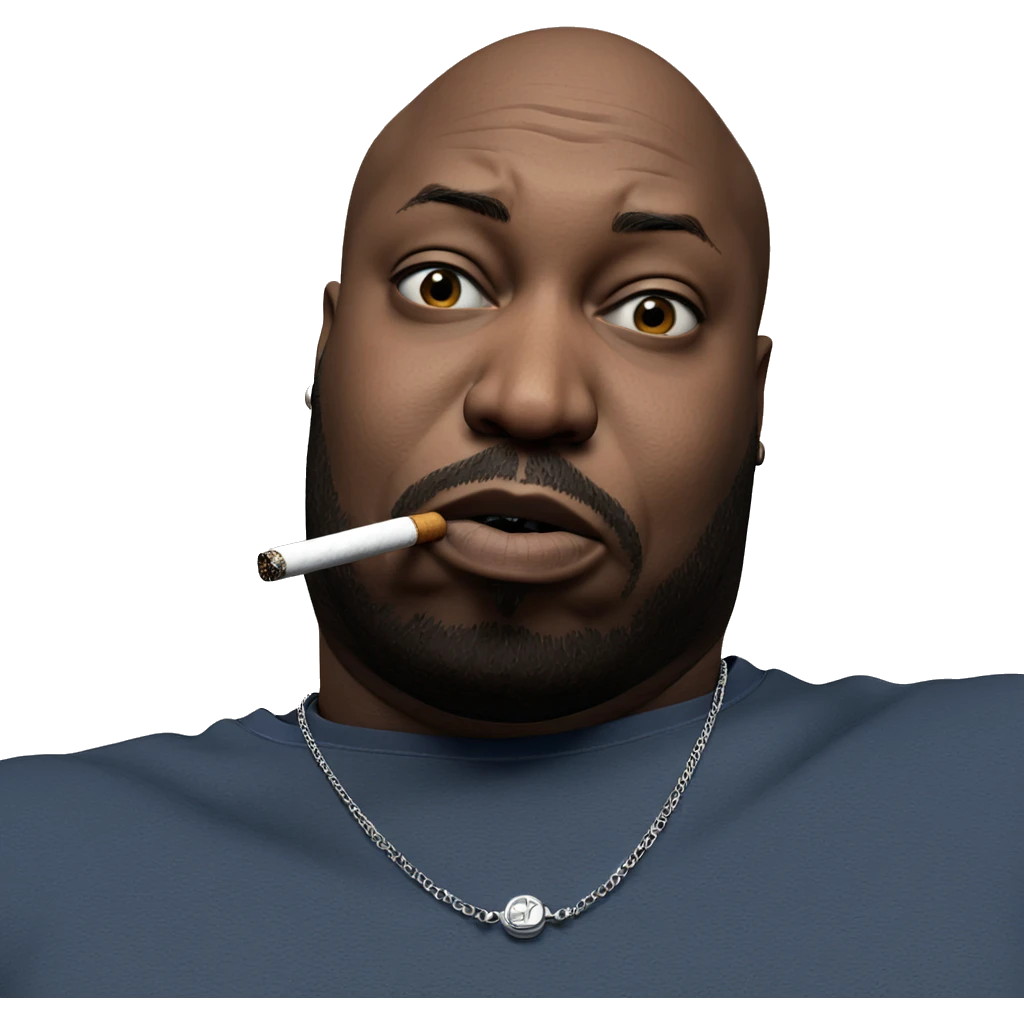 bald man with necklace and cigarette emoji