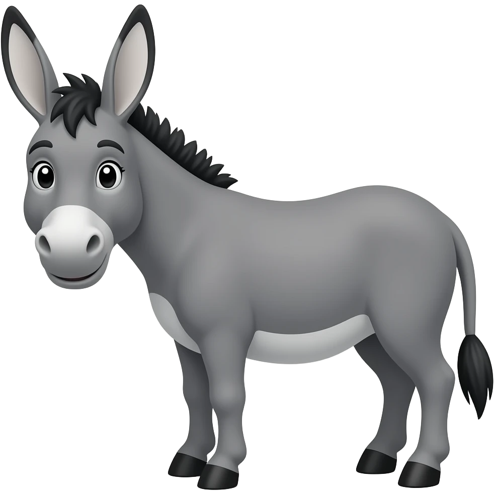 A cartoon 2d gray donkey facing foward emoji