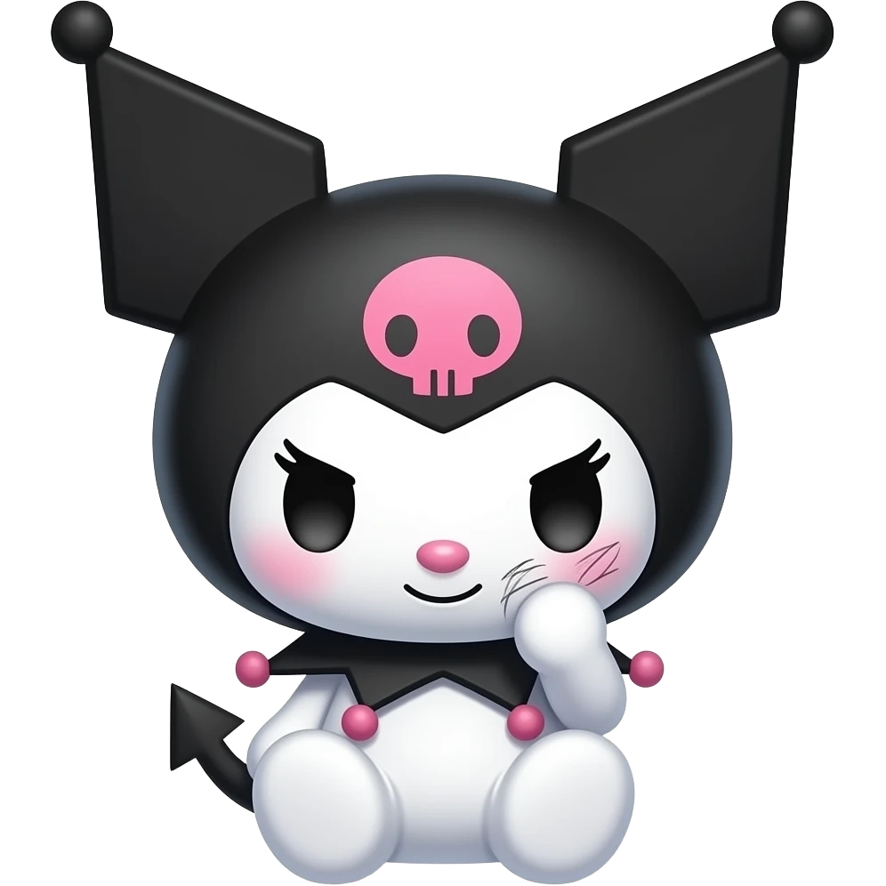 brown skin tone kuromi scratching her skin emoji