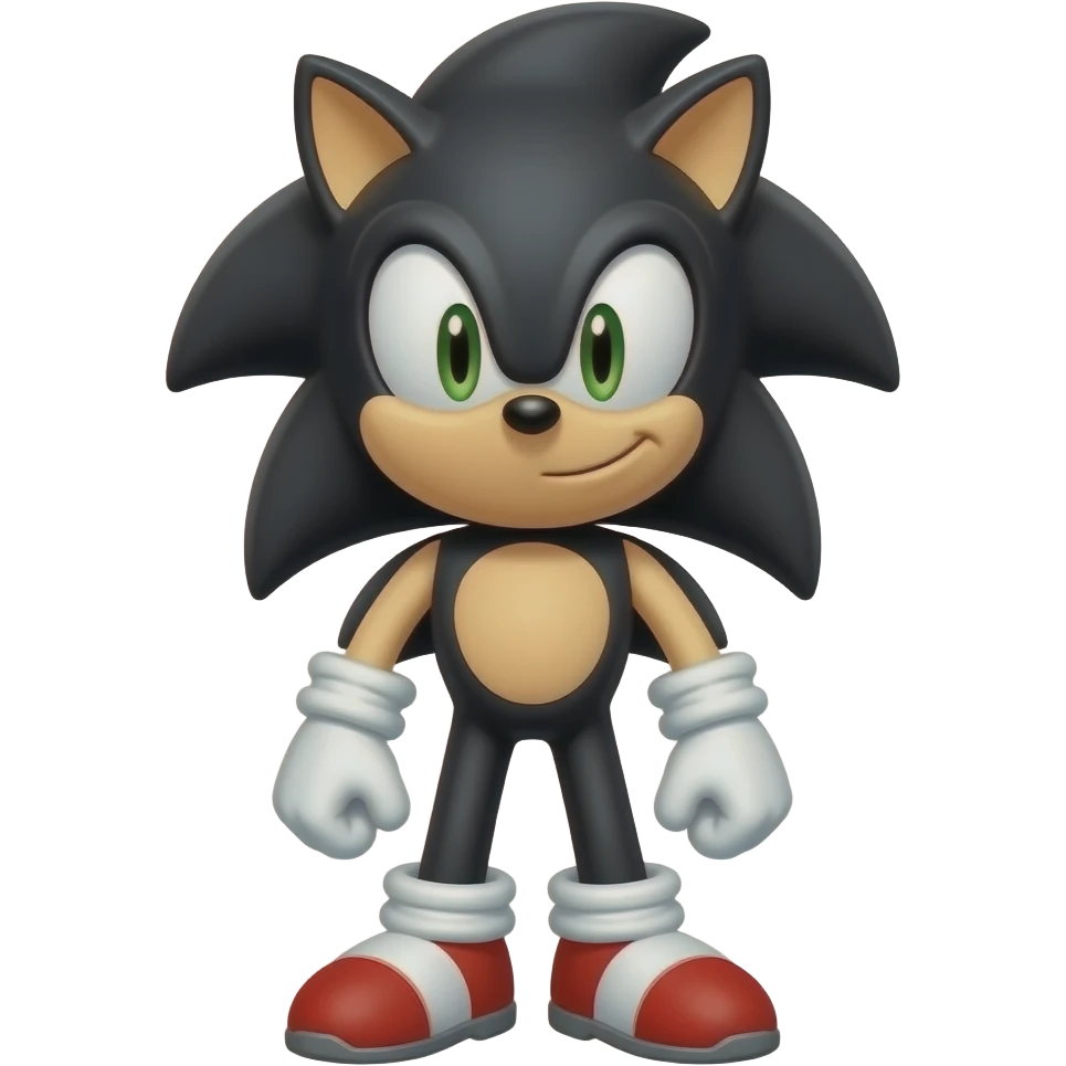 Black sonic the hedgehog is smiling with no pupils emoji